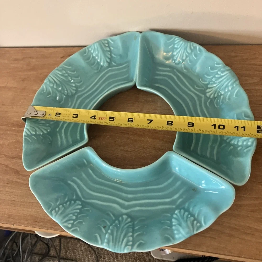 Set of 3 Vintage CALIFORNIA POTTERY Turquoise Lazy Susan Replacement Dishes